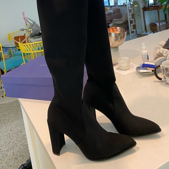 LIKE NEW Stuart Weitzman over the knee thigh high black boot. Scuba material - Picture 11 of 13